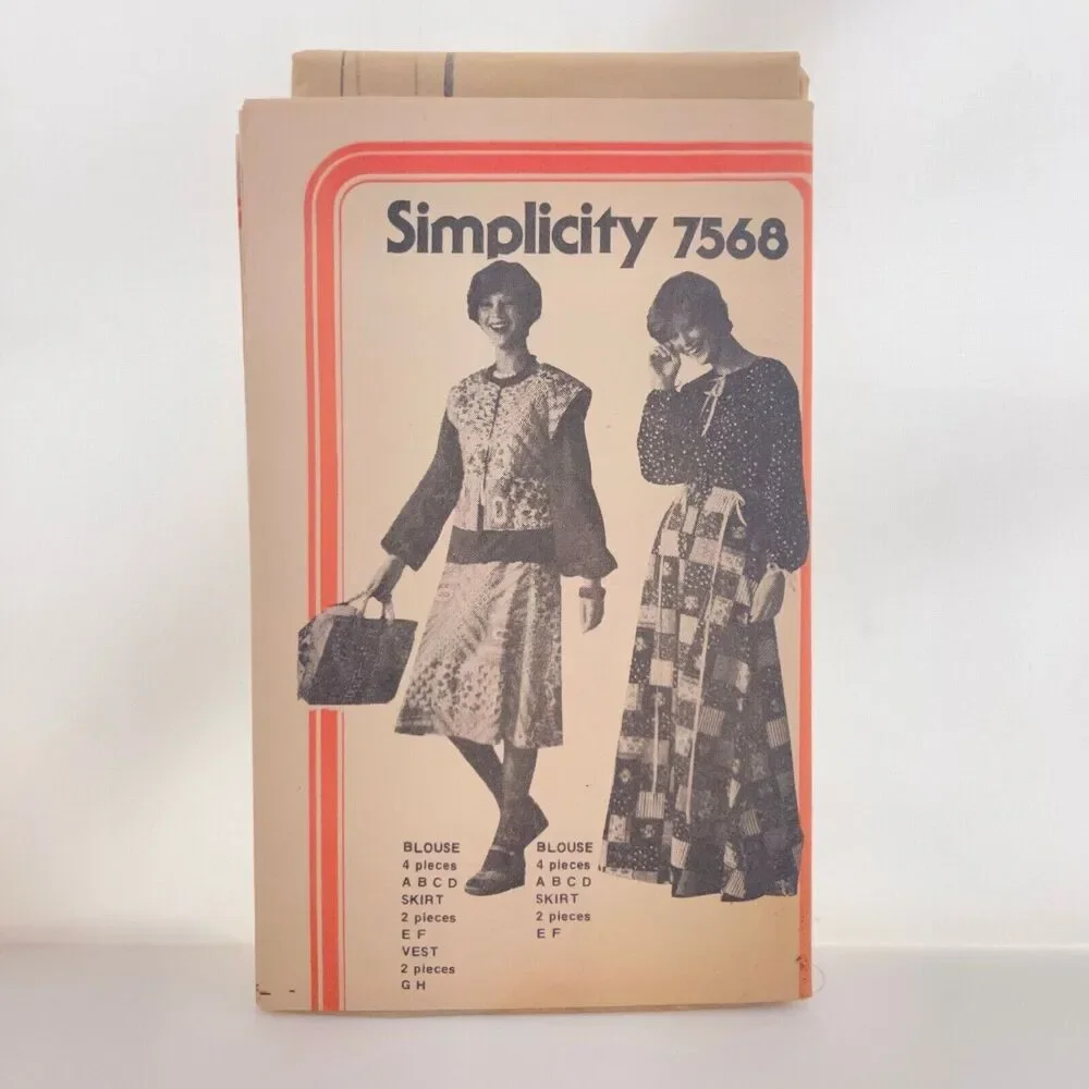 #7568 Simplicity Misses Jiffy Skirt Pullover Blouse and Vest Sewing Pattern Size